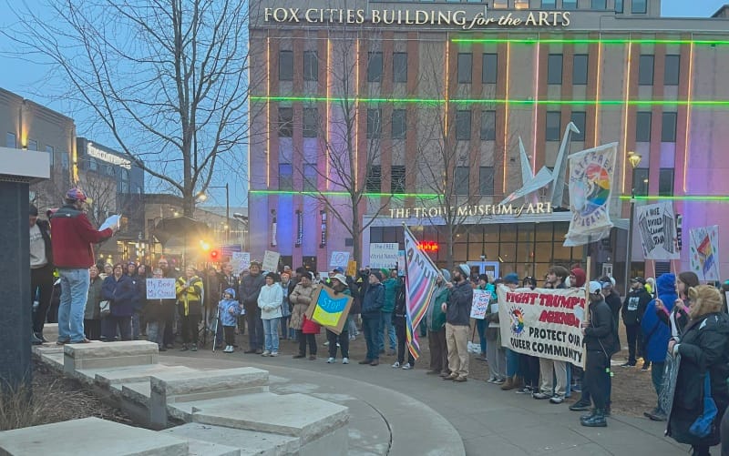 Hundreds gather in Houdini Plaza for March 4 Freedom rally