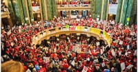 Teachers and protesters at the Capitol during the Act 10 protests of 2011.